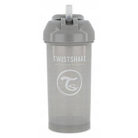 TwistShake Srebrna Vrčica s slamico 360ml siva