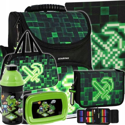 Večfunkcijski šolski nahrbtnik Starpak Pixel Green 1L + 5 dodatnih izdelkov