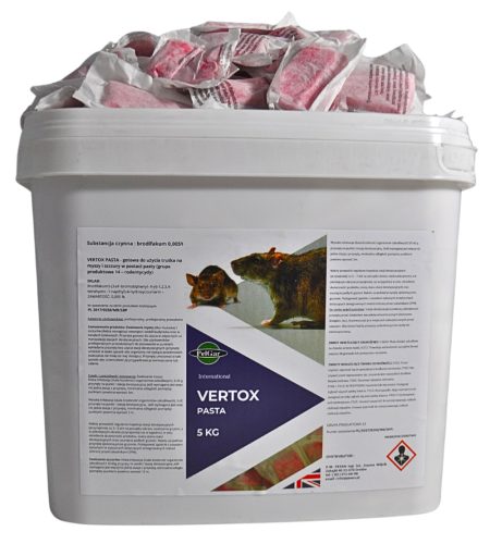 VERTOX Pasta za Zatiranje Podgan in Miši - 5 kg - Brodifakum Pasta za Učinkovito Zatiranje Škodljivcev v Vašem Okolju