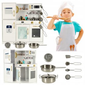 Lesena otroška kuhinja s hladilnikom in dodatki