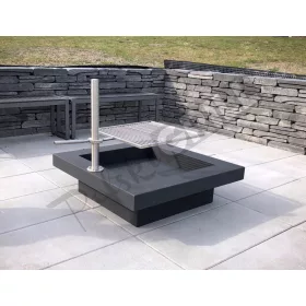  Inox žar s kuriščem RECTAN 85 - moderen - na drva