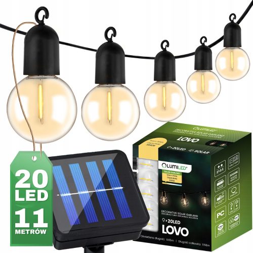 Solarna vrtna girlanda Lumiled Lovo 1158 cm z 20 LED žarnicami USB