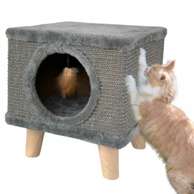   PETSTORY Luksuzna postelja za mačke in pse z vgrajeno hišico