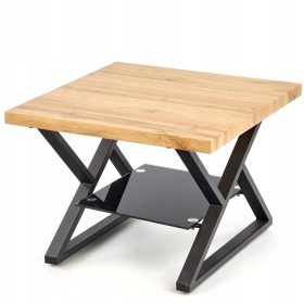 Kavna mizica XENA s polico, naravni hrast 60 x 60 x 45 cm