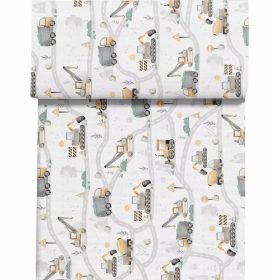   Bombažna posteljna rjuha 90x180cm s elastiko, vzorec avtomobili 056zol