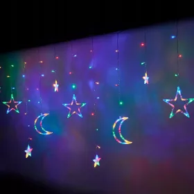 LED zavesa Luna Zvezde 2,5m 138LED multikolor