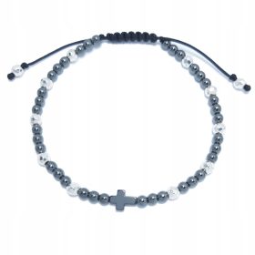 Rožni venec Hematitna zapestnica z vzorcem križa