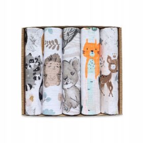 EGA KIDS Set platnenih plenic 70x80 - Živali, 5 kosov