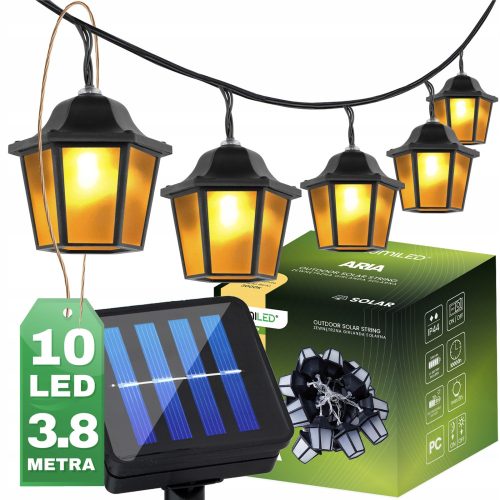 Lumiled 380 cm solarna girlanda za vrt, črna