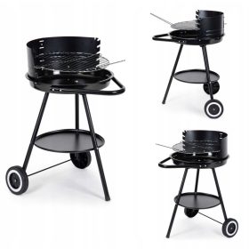    VRTNI ŽAR NA OGLJE NA KOLESIH NASTAVLJIVA MREŽA OKROGLA POLICA 42x42