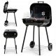  VRTNI ŽAR NA OGLJE S POKROVOM NA KOLESIH MREŽICA POLICA BBQ 43x40 cm