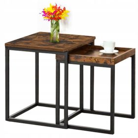    SoBuy fbt pravokotna klubska mizica 50 x 40 x 60 cm, temna bukev