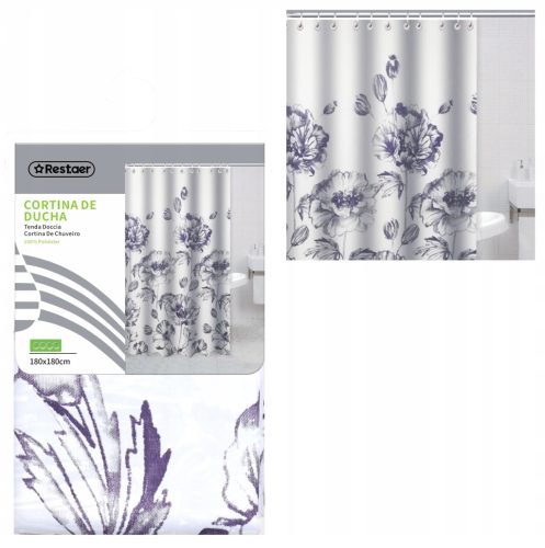 ZASLONA ZA TUŠ POLIESTER 200x180 CM CVETNA ZAVESA 1422