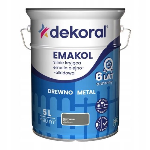Dekoral Emakol Barva za Les Svetlo Siva Sijaj 5L