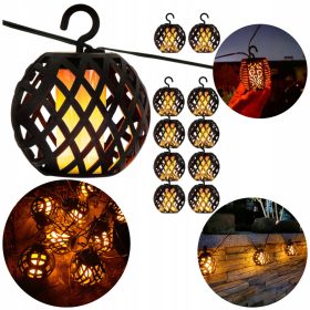    Solarna svetilka, vgradna, zunanja LED solarna svetilka, viseča, črna, 200 cm, 10 kosov.