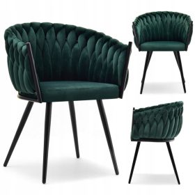  LUKSUZNI JEDILNI FOTEL ROSA, TEMNO ZELENO ČRN