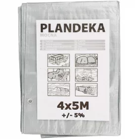   Ojačana srebrna ponjava 4x5m 110g/m2 – idealna za zaščito in pokrivanje