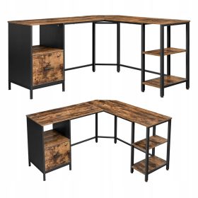   Elegantna kotna miza Vasagle LWD75X 150x137x75 cm v črno-rjavi barvi