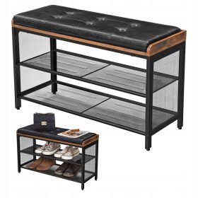   Songmics Elegantna Omara za Čevlje s Sedežem 80 x 48 x 30 cm Črna