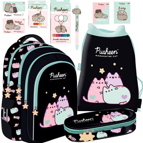 PUSHEEN ŠOLSKI NAHRBTNIK 10V1 PASTEL KOMPLET ZA 1.-3. RAZRED