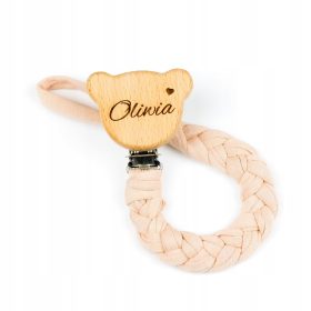 Držalo za dudo Misiček z personalizacijo in izbiro barve