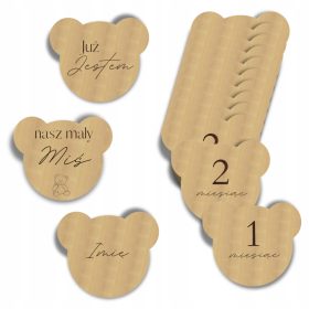   Drewnene otroške foto kartice "Mali Medvedek" personalizirane z imenom, 15 kosov