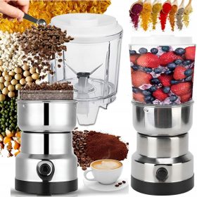   Mlinček za kavo in električni mešalnik za sadje, oreščke in začimbe 300 W srebrne barve