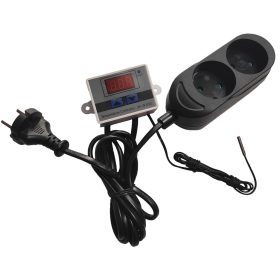   Elektronski Termostat za Regulacijo Temperature s 2 Vtički, Črna Barva
