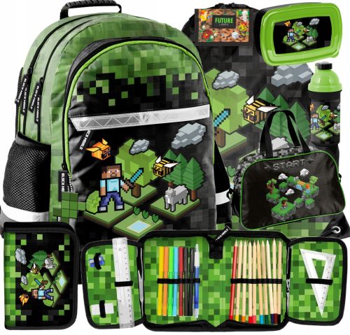 Večnamenski šolski nahrbtnik Minecraft Pixel za fanta, Paso