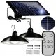 DVOJNI SOLARNI SVETILNIK 2x LED LESTENEC Z LOČENO PLOŠČO