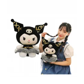   MEGA MASKOTA KUROMI CUDDLE, ČRNO ZLATA, 35CM, PLIŠ, PRIJETNA NA DOTIK