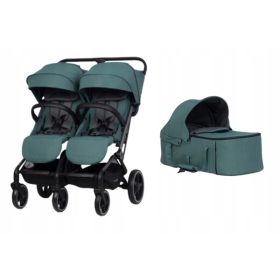   Voziček za dvojčke Easy Go Echo Sage Green + Mehka nosilka za voziček ECHO EasyGo otroški vložek Varno in udobno