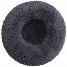    Pasja mačja postelja Plišasta okrogla grafitna blazina vzmetnica 60x60 cm L