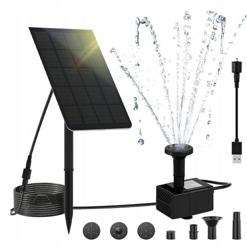 Slovenian name: Solarna Fontana Črpalka za Ribnik z Močjo 1,5 W

SEO-optimized description: 
Solarna fontana črpalka je odlična rešitev za vaš ribnik ali vodni vrt. Z močjo 1,5 W je opremljena s kakov