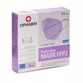 OPHARM FFP2 Zaščitna maska vijolična, 5 kos