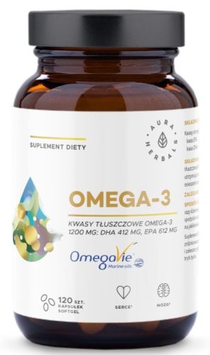 Omega-3 1200 mg kapsule z oljem OmegaVie® - 120 kapsul za zdravje srca in možganov