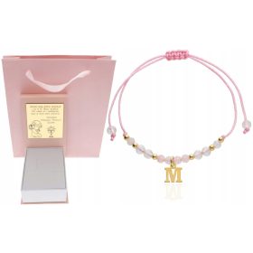   Zapestnica z naravnimi kamni in gravirano črko - Darilo v 4 barvah