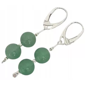    SREBRNI VISEČI UHANI IZ SREBRNEGA AVENTURINA 925 Z ZELENIM AVENTURIJEM