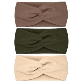   Elegantni ženski trakovi za lase v kompletu 3 kosov, izdelani iz visokokakovostnega bombaža v naravni bež barvi in trendovski zeleni barvi. Trakovi so široki 10 cm in se prilagajajo obsegu glave od 48