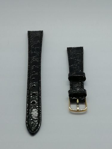 Elegantni usnjen pas za uro, širine 14 mm, črne barve