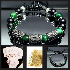    ZAPESTNICA TRI VIKINGŠKE RUNE NA IZBIRO IZ JEKLENEGA KAMNA TIGROVO OKO VELIKOST PO MERI