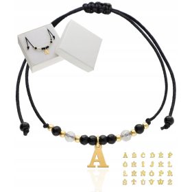   Bralnica z naravnimi kamni in zlato, gravirana z inicijalno črko AGAT, srebro 925