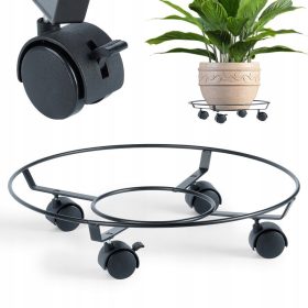   Stojalo za cvetlične lonce z gibljivimi kolesi 40 cm, kovinsko