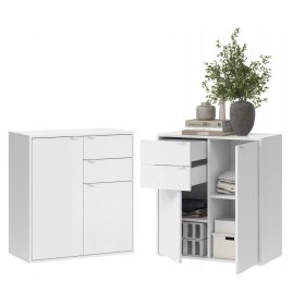   Komoda SaraMeble BELA COCO 75 x 35 x 80 cm - Bela omara z dvema vrati in dvema predaloma Luna 2D2S