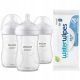 AVENT Naravni odziv set stekleničk SCY903/03 + mokri robčki WaterWipes 1 x 60 kos.