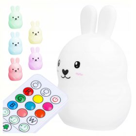 Lučka za otroke Silikonski nočni zajček z daljincem USB