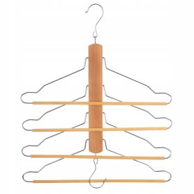   4v1 Leseni obešalnik za hlače, srajce, WIESZAK 5five Simple Smart, svetla bukev