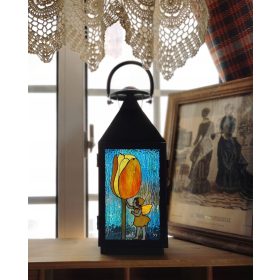   Vitrazna svetilka cvetlične pravljice, vrtna okrasna nočna lučka
