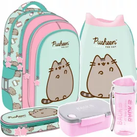   PUSHEEN MINT Šolski Nahrbtnik Cat Kitten ST.Right PUSZIN PIÓRNIK WOREK BIDON