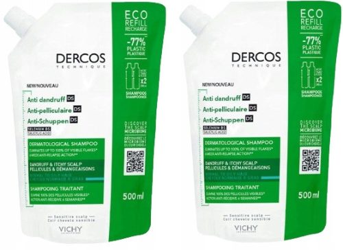 2x VICHY DERCOS Šampon proti prhljaju za mastne lase, 500 ml